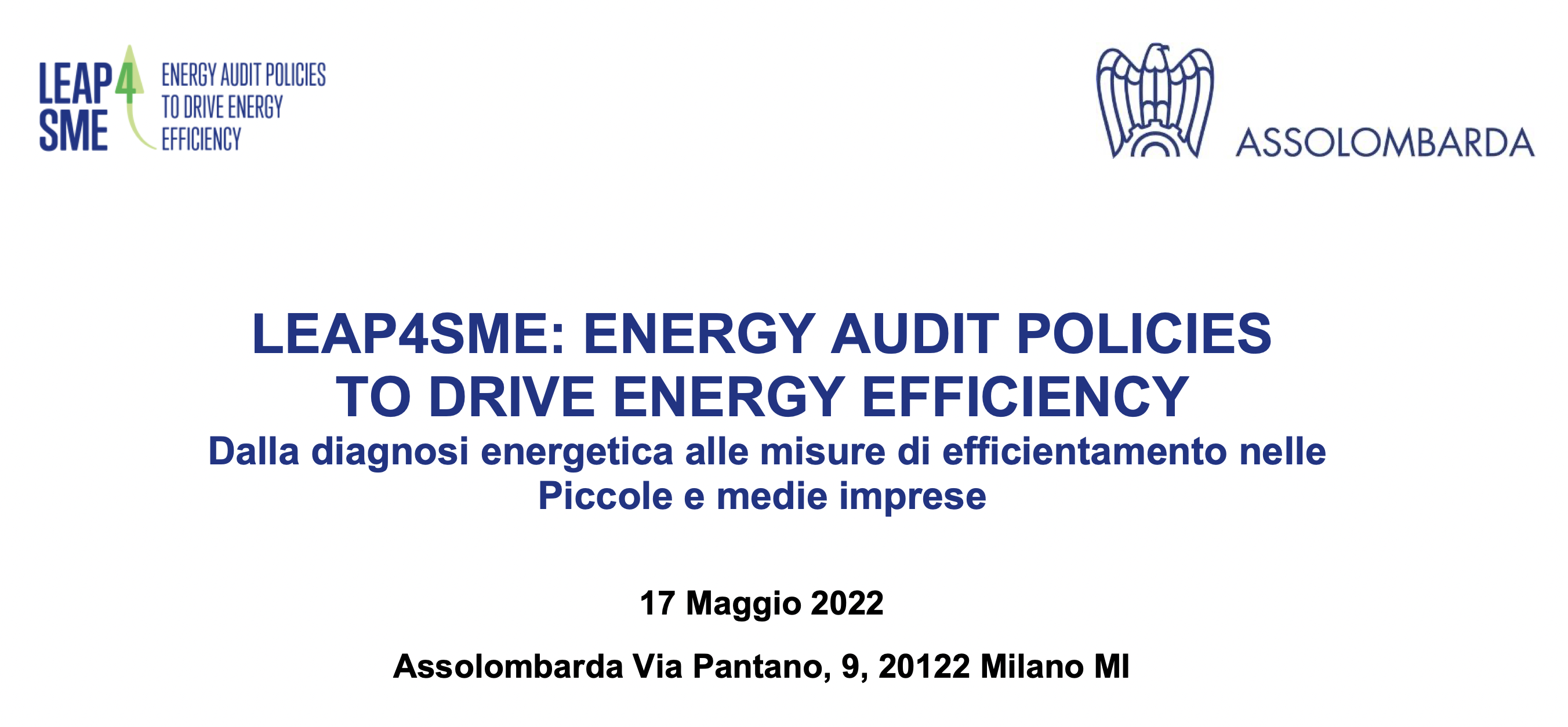 Dalla diagnosi energetica alle misure di efficientamento nelle Piccole e Medie Imprese